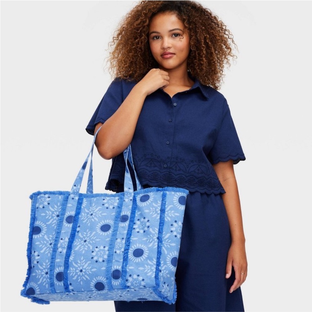 Roller Rabbit x Target Blue Medallion Fringe Tote